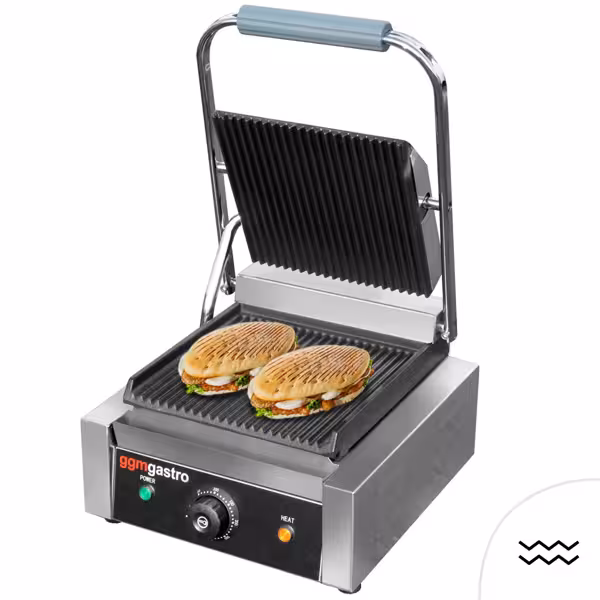 Contactgrill - 2200W - platen: boven & onder geribbeld - Grilloppervlak: 230x230mm