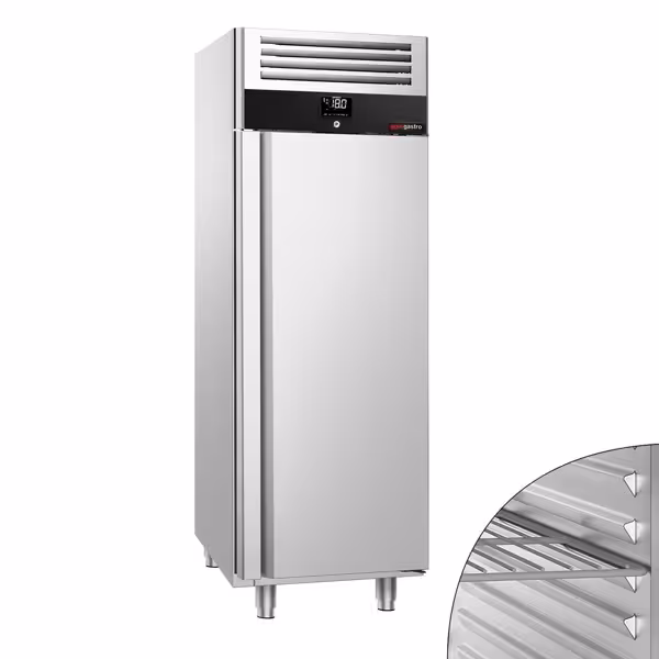 مجمد عمودي ستانلس ستيل PREMIUM - GN 2/1 - 686 mm - 450 L - حتى -22…-18 °C - مع باب واحد - تبريد هوائي، قفل
