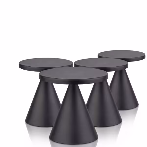 (4 unid) Candeeiro de mesa LED - CONE MINI - recarregável sem fios - regulável em 3 níveis - Ø130mm - Preto - IP54