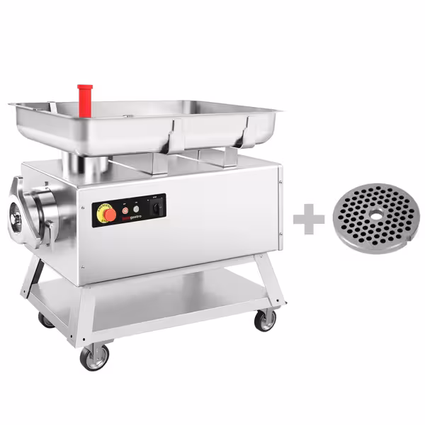 Heavy Duty Electric Meat Mincer Size 42 - 700kg/h - 4 kW - Mincing Plate 4mm - with Castors