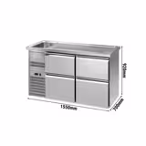 Comptoir de bar réfrigéré PREMIUM PLUS - 1550x700mm - 4 tiroirs