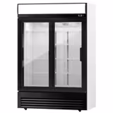Commercial Upright Glass Door Display Fridge - 1295mm - 880 Litres - with 2 sliding glass doors - LED lighting - digital controller with temperature display - Black - Temperature range 2 to 8 °C