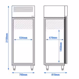 Koelkast RVS PREMIUM - GN 1/1 - 700mm - 700liter - tot +8°C - met 1 deur - geforceerde koeling, automatische ontdooiing & binnenverlichting