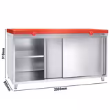 Roestvrijstalen werkkast PREMIUM - 2000x800mm - met schuifdeur zonder achterwand incl. snijplank