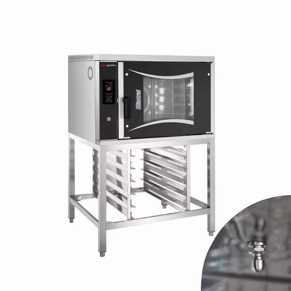 Bakkerij elektrische combisteamer - Digitaal - 6x EN 600x400 - incl. onderstel, bakplaathouder & wassysteem