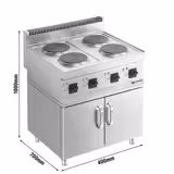 Elektrikli Ocak PROFESYONEL - 9,2kW - 4 Gözlü - Dolaplı, 2 Kapı