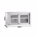 Ruostumattomasta teräksestä valmistettu seinäkaappi - 1000x400mm - lasisella liukuovella - 650mm korkeus