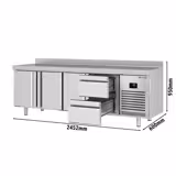 Koelwerkbank Premium PLUS - 2452x600mm - 3 deuren, 2 laden & achterwand