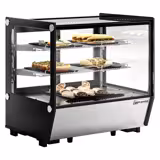 Vetrina refrigerata da banco - 120l - 702mm - Doppio vetro; 2 porte scorrevoli in vetro - vetro dritto - con 2 ripiani - LED interni; 4 lati vetro