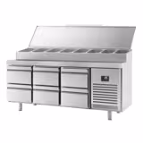 Saladette refrigerata professionale Compatta - 1960x600mm - 6 cassetti - per 11x GN 1/4 vaschette
