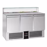 Saladette réfrigérée PREMIUM - 1368mm - 368L - 3 portes - avec vitrine de comptoir pour 8x GN 1/6