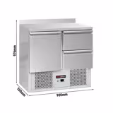 Koelwerkbank ECO - 900x700mm - met 1 deur & 2 laden & met achterwand