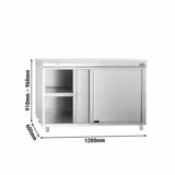 Armário baixo em aço inox PREMIUM - para produtos de cereais e laticínios - 1200x600mm - com portas de correr - incl. tábua de corte Branco