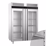 Armoire réfrigérée vitrée positive en acier inoxydable AISI 304 PREMIUM - GN 2/1 - 1400 L - avec 2 portes vitrées & Glissières GN & 6 grilles