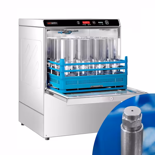 Lave-vaisselle professionnel - Panier 50x50cm - Commandes électroniques - 7,45kW - avec pompes doseuses détergent et liquide de rinçage