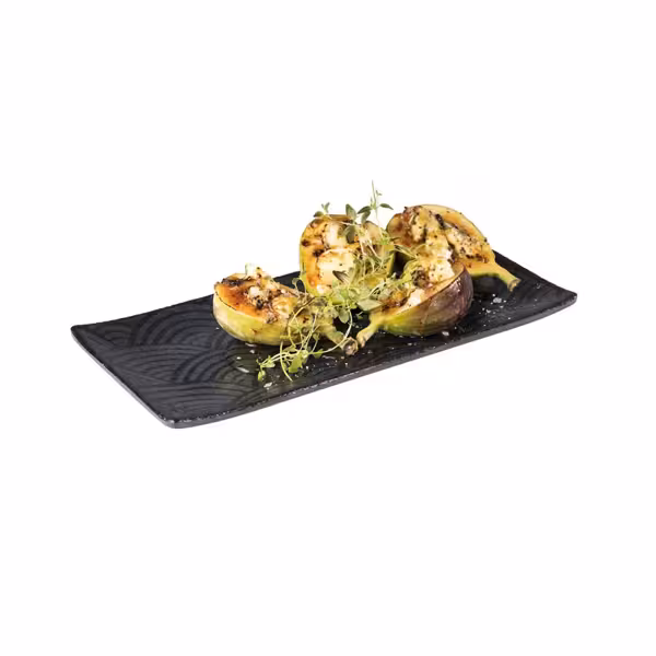 (6 kpl) Tarjotin - DARK WAVE - Melamiini - 230x105 mm - Korkeus: 15 mm - Musta - Pinoamiskelpoinen