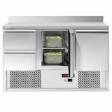 Koelwerkbank ECO - 1368x700mm - met 2 deuren - met 2 lades - opstand