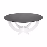 Alzata per buffet - Acciaio inox verniciato a polvere - Bianco - Tonda - Ø600mm - Altezza: 270mm - con lastra in plexiglass nera