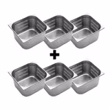 (6 bucăți) Container GN din oțel inoxidabil 2/3 - perforat - înălțime: 100 mm