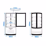 Vetrina refrigerata da banco - 100l - 480mm - Doppio vetro - vetro curvo - con 3 ripiani - 4 lati vetro