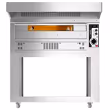 Gasdriven pizzaugn - med chamottesten - 1450x1450 mm - 6 x Ø 35 cm - 1‑däck - upp till 400 °C - Manuell - inkl. huv & underrede