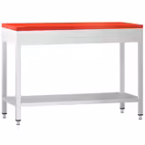 Edelstahl Arbeitstisch PREMIUM - 1000x700mm - mit Grundboden - inkl. Schneideplatte Rot