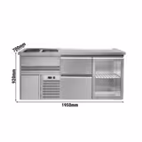 Barkylbänk PREMIUM PLUS - 1950x700 mm - 1 glasdörr & 3 lådor