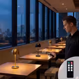 (4 ks) Stolní lampa - JOSEF - nabíjecí - IP54 - stmívatelná ve 3 krocích - Ø 110 mm - šampaň