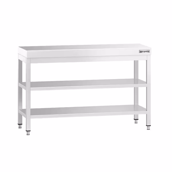 Masă lucru inox PREMIUM - 1,2 m - cu polita și raft intermediar