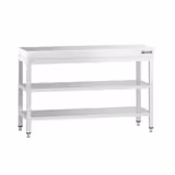 Nerezový pracovní stůl PREMIUM - 1200x700 mm - se spodní policí & mezipolicí 