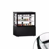 Commercial cake display fridge MADRID Self-Service - 435L - 1000mm - Double glazing - square - with 2 glass shelves - rear sliding doors - incl. night curtain - for patisserie - Black matt