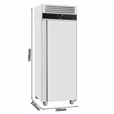Upright Fridge Stainless steel ECO - GN 2/1 - 440L - with 1 door & Rails & support grids - On castors