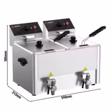 Dubbele elektrische friteuse - 8+8 liter - 6,5 kW - mechanische bediening - met aftapkraan