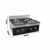 Cocina a gas - 23kW - 4 fuegos