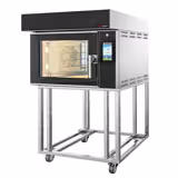 Elektrisch Bakkerij heteluchtoven met stoomfunctie - Touchscreen - 5x EN 600x400 - Zwart - met geïntegreerde rijskast - incl. onderstel - zonder platen