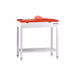 Rozsdamentes acél munkaasztal PREMIUM - 700x600 mm - alsó polccal - vágódeszka piros - tartozék