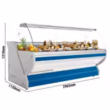 Koeltoonbank - 2965x1150mm - 570 liter - kleur blauw - gebogen ruit - granieten werkblad