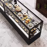Vetrina pasticceria refrigerata MADRID - 620l - 1500mm - Doppio vetro - con 2 ripiani - LED interni; porte posteriori scorrevoli; 4 lati vetro - Nero opaco