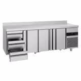 Commercial Counter Fridge PREMIUM - 2330x700mm - with 3 doors - 2 drawers - with upstand - capacity 632 litres