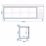 Table réfrigérée Premium PLUS - 2452 x 600 mm - 8 tiroirs - avec dosseret