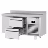 Commercial Counter Fridge PREMIUM PLUS - 1468x700mm - with 1 door - 2 drawers [1/2] - with upstand - capacity 305 litres