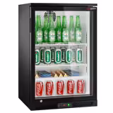 Barkoelkast - 600mm - 126 Liter - met 1 glazen klapdeur - zwart