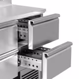 Mesa saladette de preparación Compacta PREMIUM - 1368x700mm - con 2 puertas y 2 cajones - para 8x GN 1/6