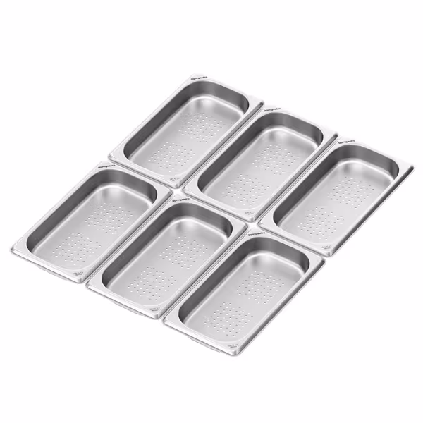 (6 uds) Cubeta GN 1/3 - acero inoxidable - perforada - Altura:40mm