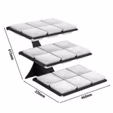 Etagère - pulverlackerat rostfritt stål & melamin - rektangulär - 320x460 mm - 3‑vånings - Höjd: 412 mm - inkl. 18 melaminskålar