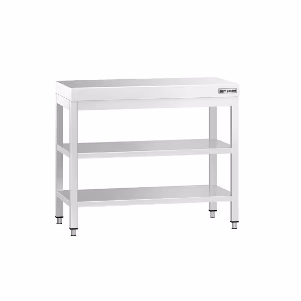 Table de travail inox PREMIUM - 800 x 700 mm - avec tablette inférieure & Tablette intermédiaire