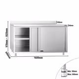 Edelstahl Arbeitsschrank PREMIUM - 1600x600mm - mit Schiebetür & Aufkantung