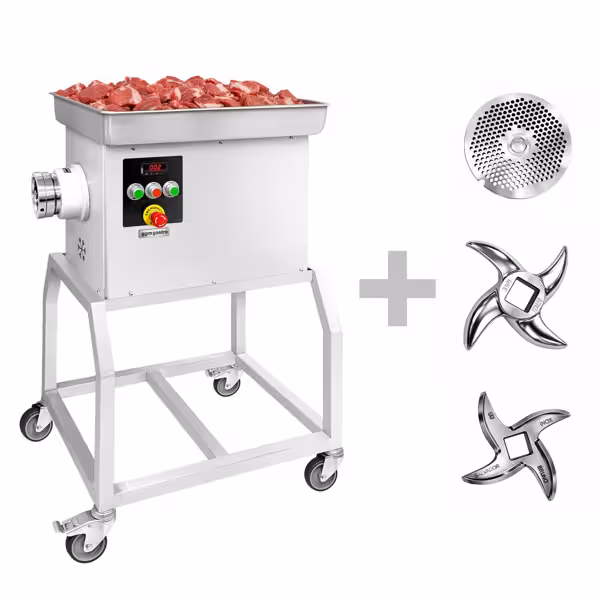 Elektrický mlýnek na maso 32 - 600 kg/h - 3 kW - s chlazením - vč. pojízdného podstavce