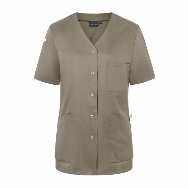 KARLOWSKY | Ladies' Tunic Essential – Sage - Size 34 - Short Sleeve - V-Neck - 95°C Washable