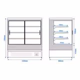 Commercial multideck display fridge - 1200mm - 390L - 2 double‑glazed sliding doors & 3 shelves - Black